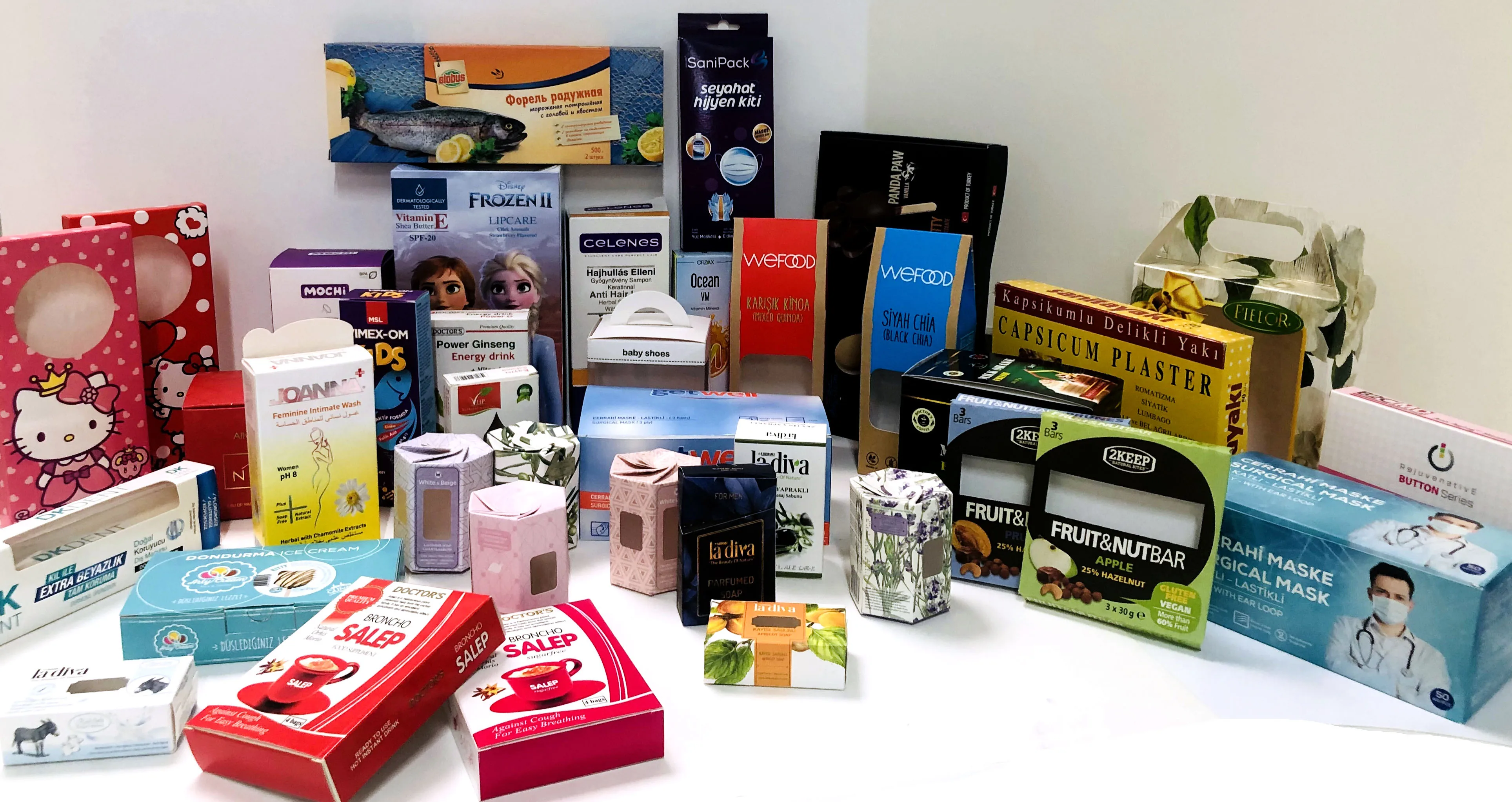 Printed Cardboard Box For Medicine Packaging With Front Ear And