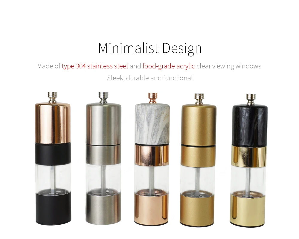 [holar] New 6 8 Inch Gold Marble Finish Stainless Steel Salt And Pepper