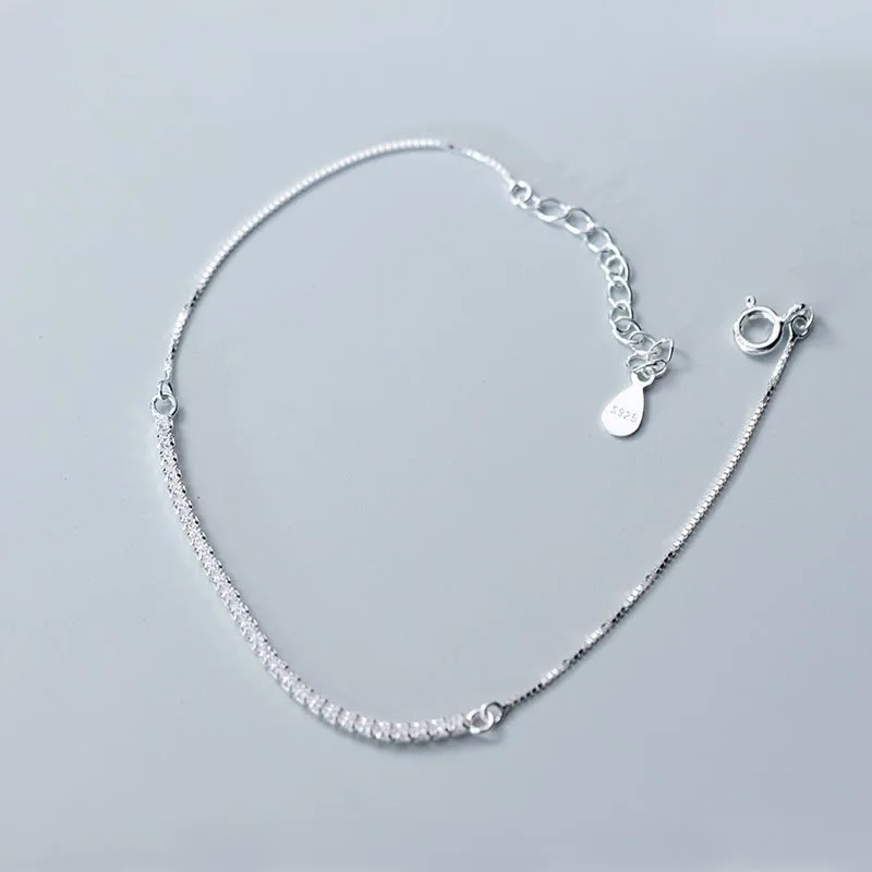 

B1229 Fashion Accessories Silver 925 Silver Row Lady Diamond Bracelet