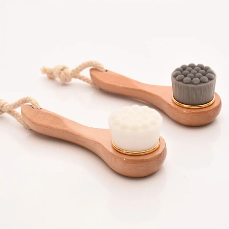 

Facial Cleaning Brush With Rope Facial Brush Facial Exfoliating Brush, Black and white