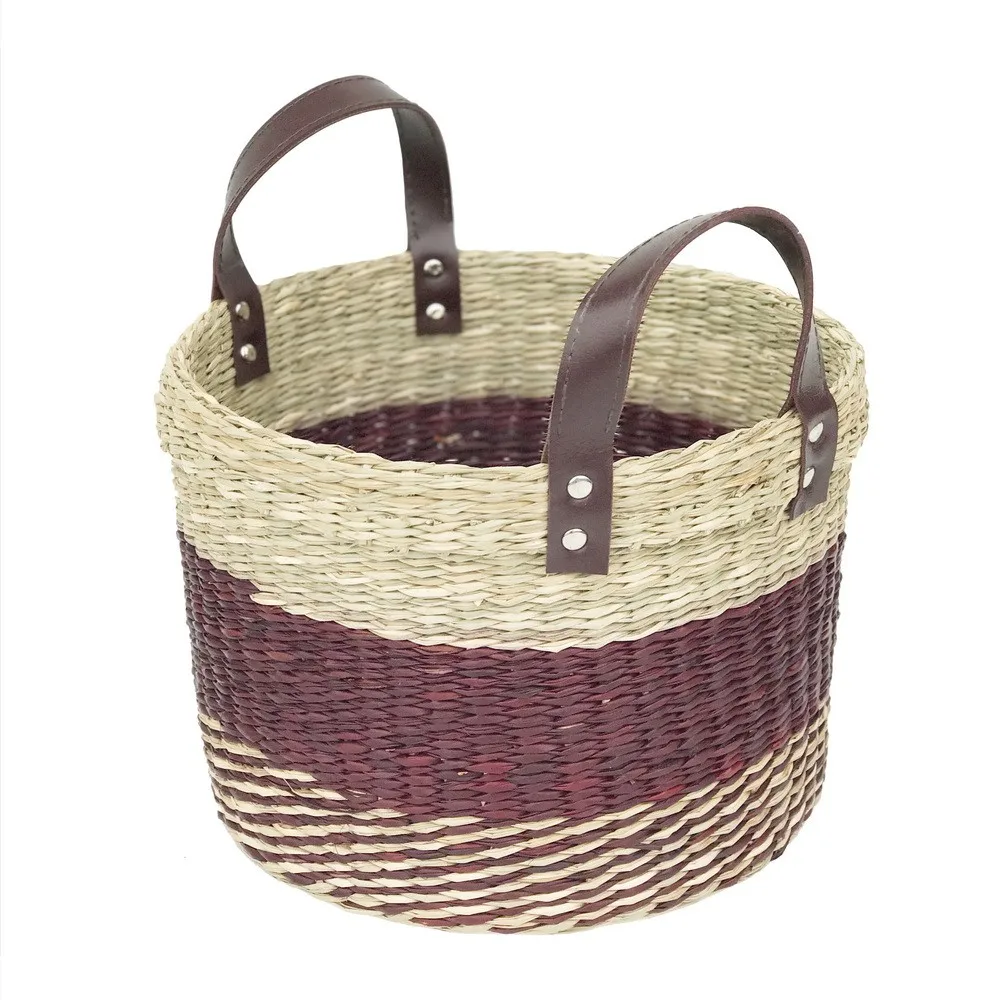 Bamboo Basket With Handles Seagrass Storage Basket Rattan Bamboo Basket ...