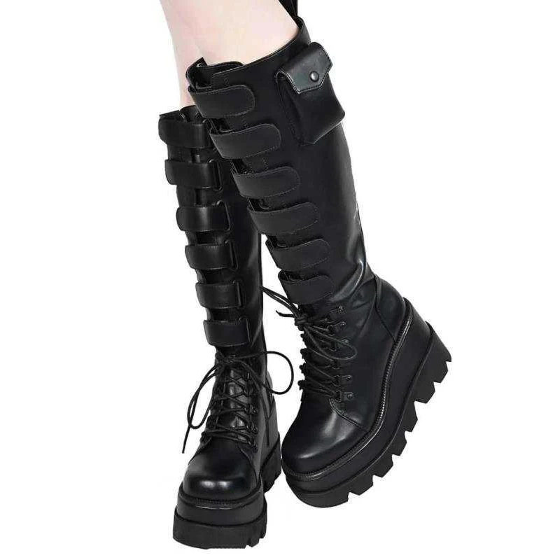 

BUSY GIRL AL5002 Platform boots women goth platform boots 2020 in womens knee high boots