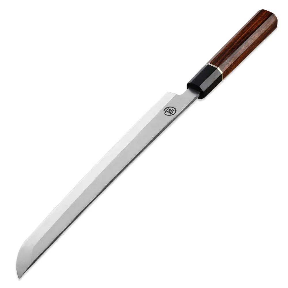 

Professional Japanese Long Sharp 27cm Steel Blade Premium Rose Wood Handle Saya Scabbard Gift Box Kitchen Sakimaru Sushi Knives