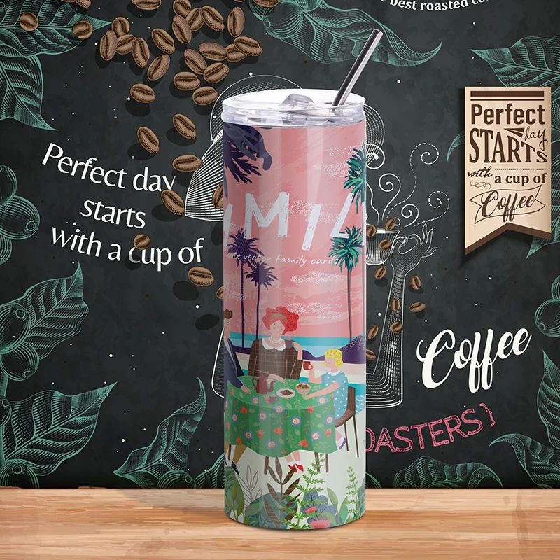 

PYDLife Full Color Print Custom 20oz Sublimation Tumbler Straight Skinny Tumbler for Sublimation, Silver/white