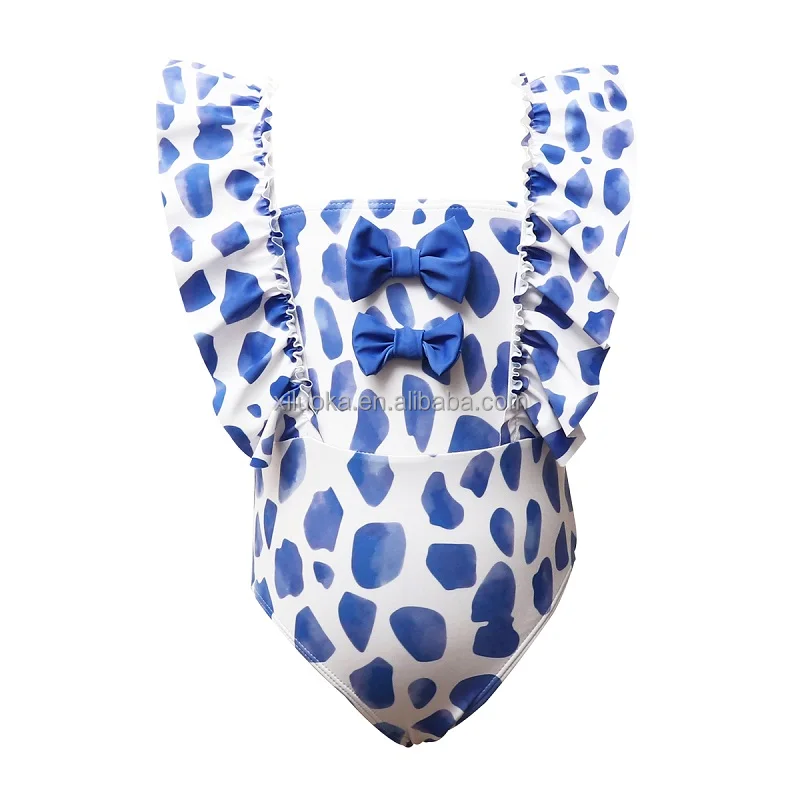 

2021 Explosive One-piece Bikini Blue Leopard Swimsuit Conservative Children's Swimsuit Women, Picture