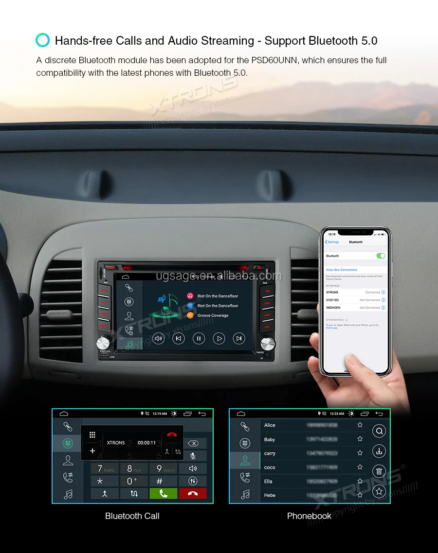 Xtrons 6.2" Auto Radio 2 Din Android Car Gps Bluetooth Wifi,Double