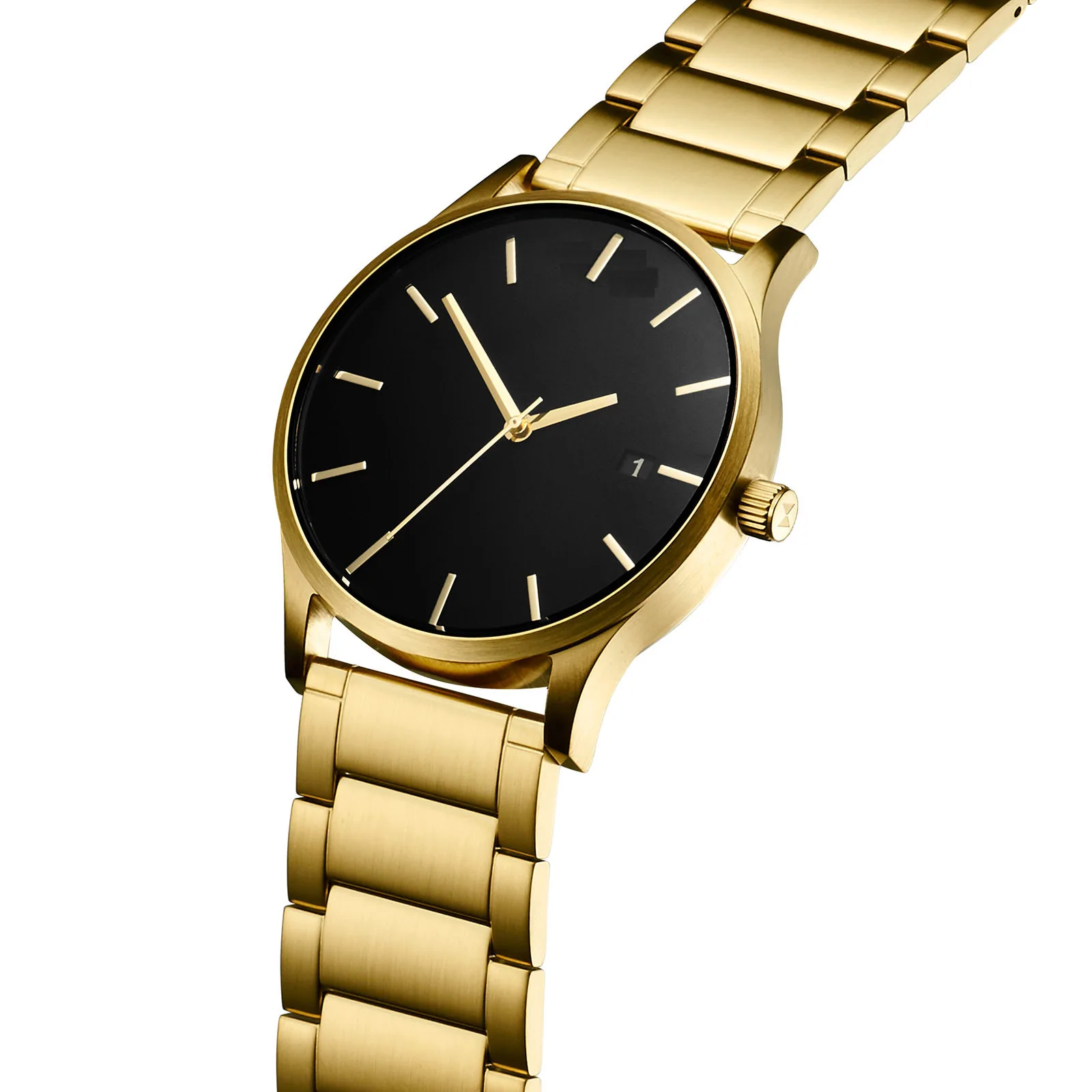 

Custom Made Brand Your Own Slim Gold Quartz Wristwatches Men Stainless Steel Sapphire Logo Watches Case Luxury Fashion Yellow