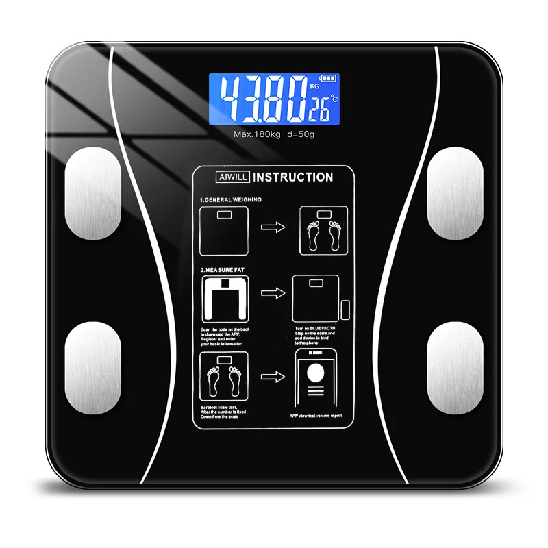 

Weighing Scales Suppliers LCD Display Composition Body Weight Water Smart Wireless Digital Bathroom Weighing Scale, Black/white/pink