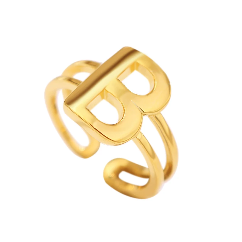 

Fukarni 3.4 Gram Letter B Gold Plated Exquisite Trendy 925 Sterling Silver Fashionable Instagram Women's Cocktail Ring KR360