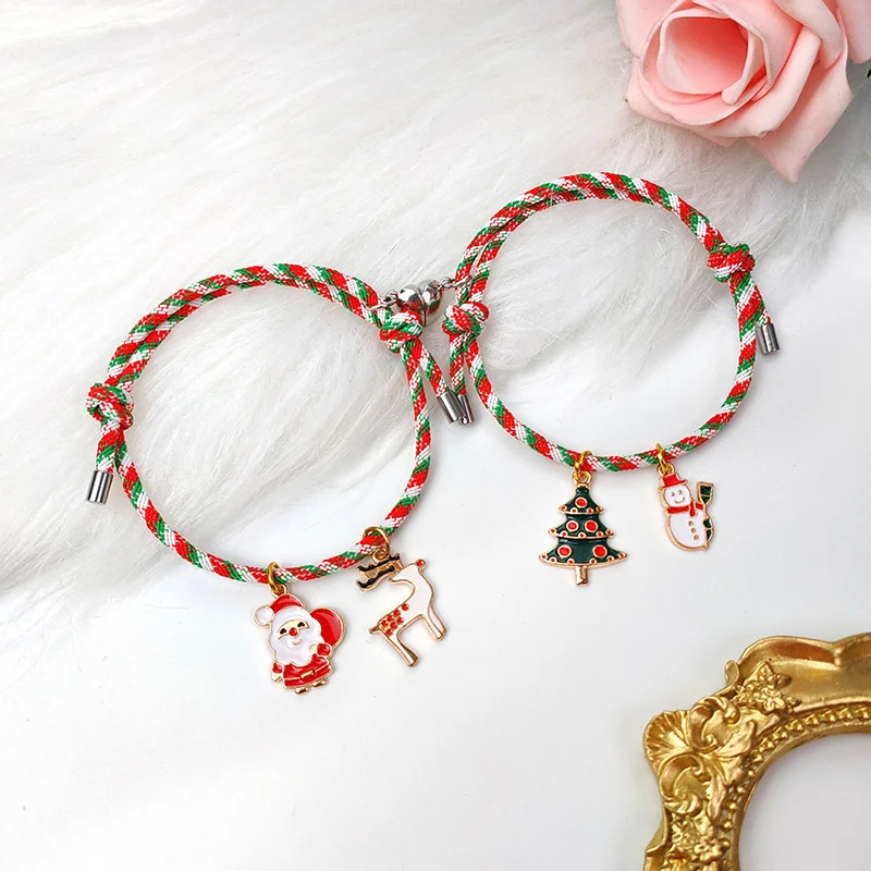 

2021 New Christmas Halloween Love Magnet Bracelets Couple Bracelet Gift Wholesale