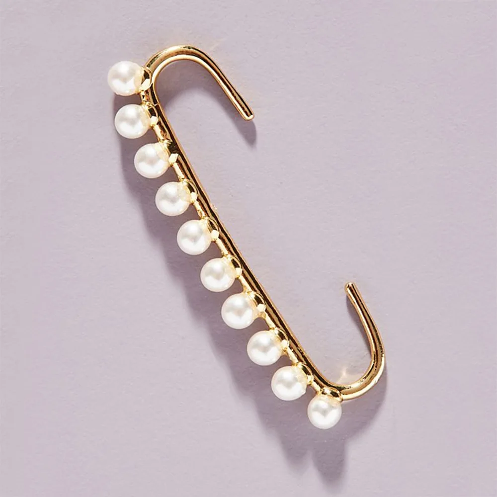 

Rectangle Imitation Pearl Ear Clip For Women Trendy No Pierced Ear Cuff Earring Fashion Female Jewelry Accessories Wholesale
