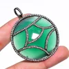 splendid hot trend 925 sterling silver black plated pave setting green chelcedony black spinal pendent