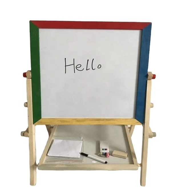 Fold Solid Wood Children Double Sided Adjustable Drawing Board Children