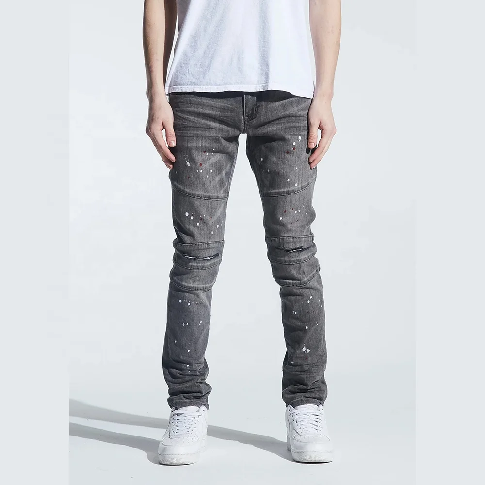 montana denim grey paint splatter stretch jeans casual pants