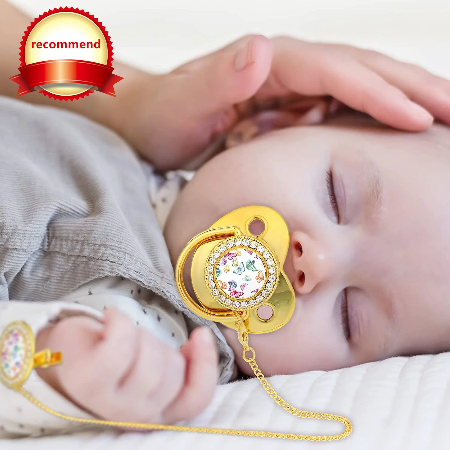 

Wholesale 9 Colors Mixture Best Selling Customized Bling Sublimation Pacifier Blank With Dustproof Cover