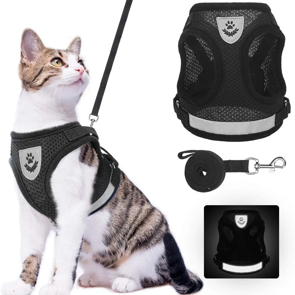 

Small Dog Harness and Leash Set Pet Cat Vest Harness Mesh Padded For Small Puppy Dogs, 4 styles