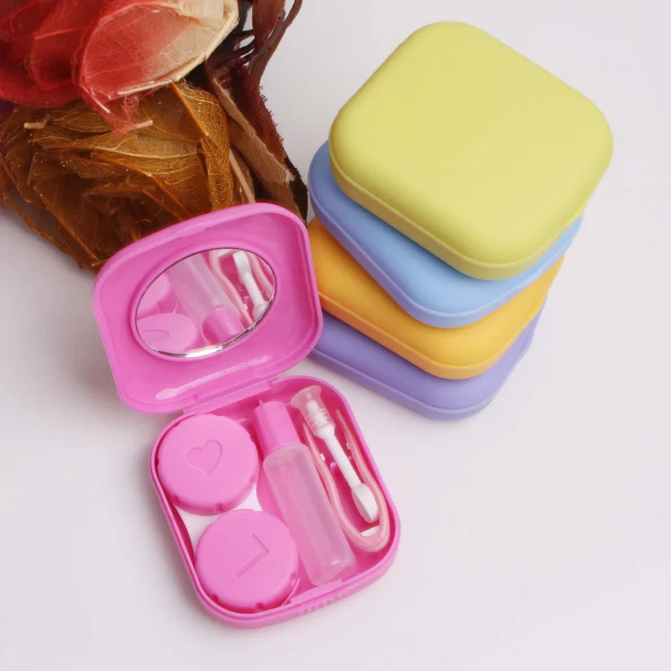 

Wholesale customized logo square color men women contact lens case, Custom colors