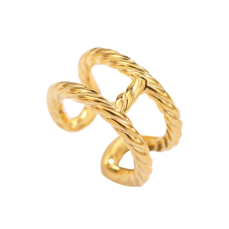 

Fukarni 8.03 Gram 3 Layer Gold Plated Twist Rings 925 Silver Adjustable Women's Rings KR351