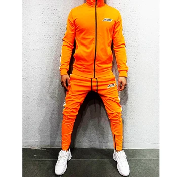 Orange Button Up Gymwear Set Streetwear Jogger Set Tracksuit - Buy ...