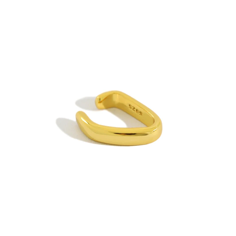 

H-E428 Without Piercing S925 Silver Smooth Clip Earring 18K Gold Plated 925 Sterling Silver Circle C Shape Clip-on Earrings
