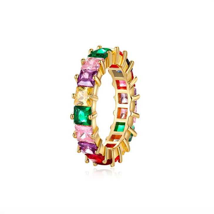 

Jialin jewelry factory price cheap ins hot Gradient women's finger colorful stone rainbow ring