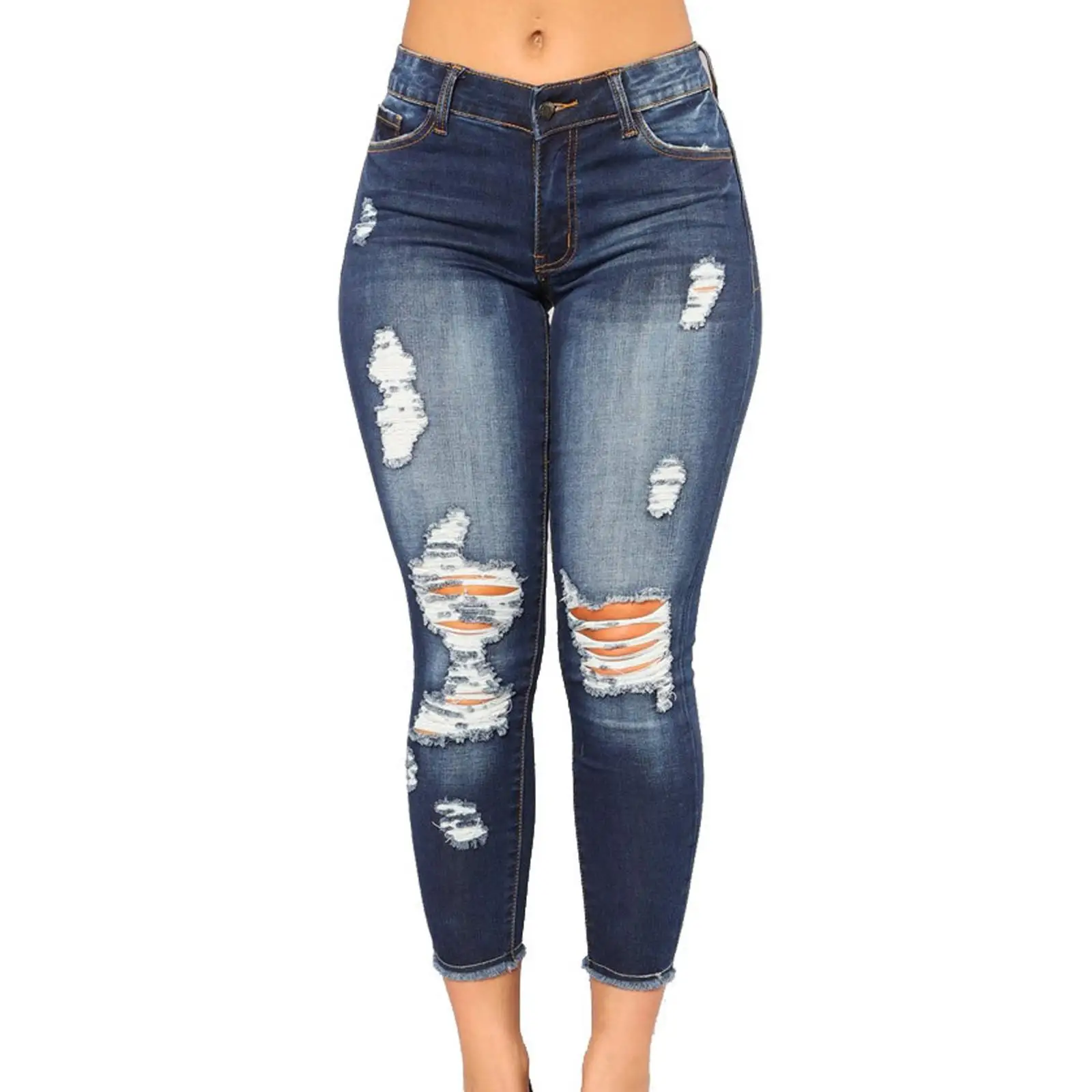 

New Fashion Woman Jeans Skinny Ripped Jeans Stretchy Women's Jeans