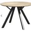 industrial mango wood round top folding iron legs dining table