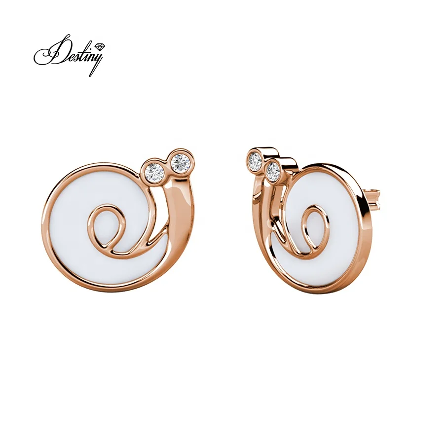 

Destiny Jewellery Fashion Earrings Trend 2020 Crystal Little Snail Stud Earrings, White /rose gold