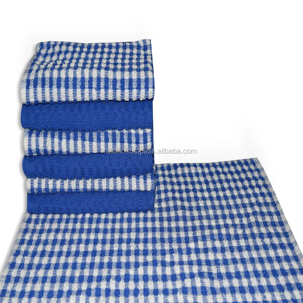 3 PACK MONO CHECK TEA TOWELS 100% COTTON TERRY TOWEL LARGE SIZE SUPER ABSORBENT 
