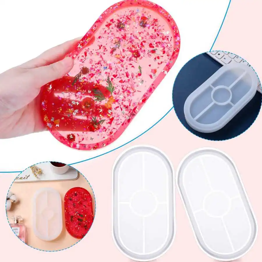 

Resin Mold Craft Jewelry Making Oval Tray DIY Epoxy Silicone Resin Cake Plate Dish Casting For Home Decoration Mould Supplies