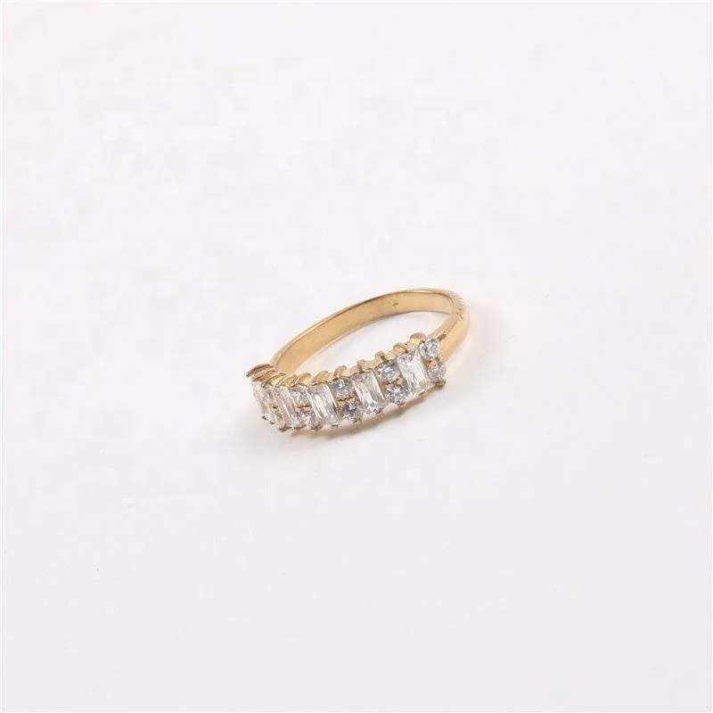 

High End Tarnish Free & Waterproof PVD Gold Plated Stainless Steel Cubic Zirconia Ring