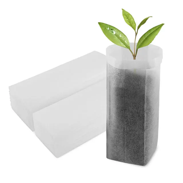 

[100Pcs/pack] multi size Fctory wholesale permeable thicken fabric nursery grow bag for plant, White