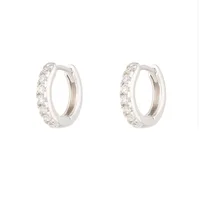 

LOZRUNVE 925 Silver Mini Design Clear CZ Hoop Huggie Earring