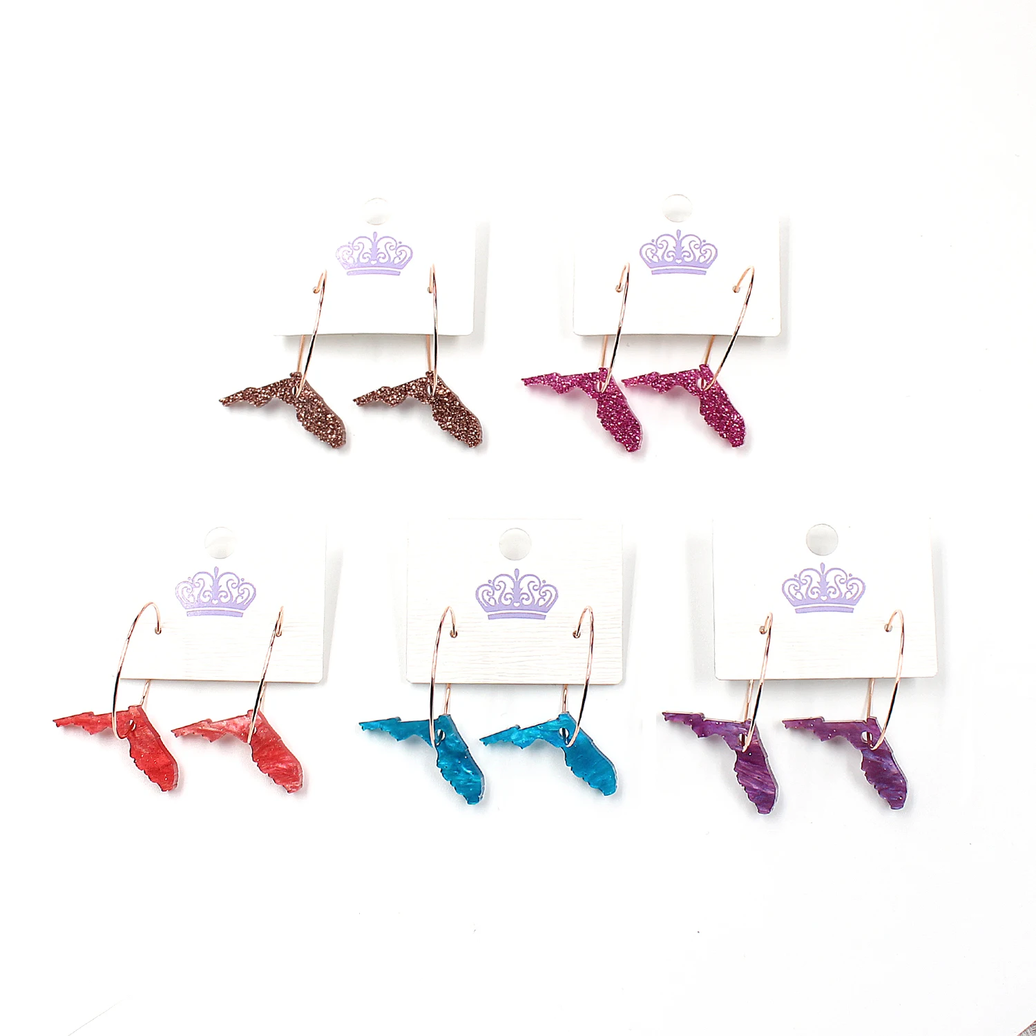 

HP117 FLORIDA Dangle Earrings Holidays Earrings Acrylic Earrings, Brown/hot pink glitter/galaxy purple/blue/red