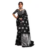 Trendy Black Silver Zari Banarasi Silk Sweet Saree