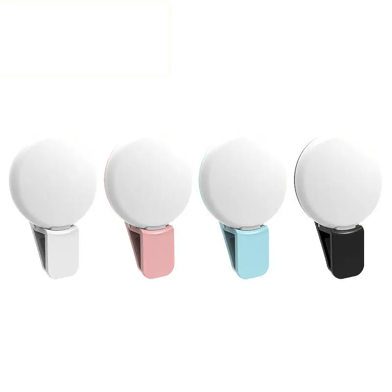 

Beauty customizable LOGO USB rechargeable Mini Led Selfie Light Ring With clip-on For all Smartphone for selfie fill light, Black,white,pink, blue