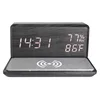 Newest Creative L Shape Table Thermometer Hygrometer LED Digital Wooden Wireless Charger Alarm Clock