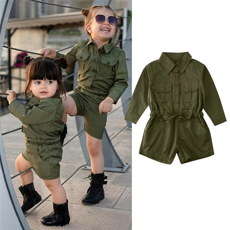 

2020 Children Kids Overalls Short Pants Girls Pocket Casual Overalls Jumpsuits Baby Clothing Jumpsuits Girls Overall 1-6T, As picture