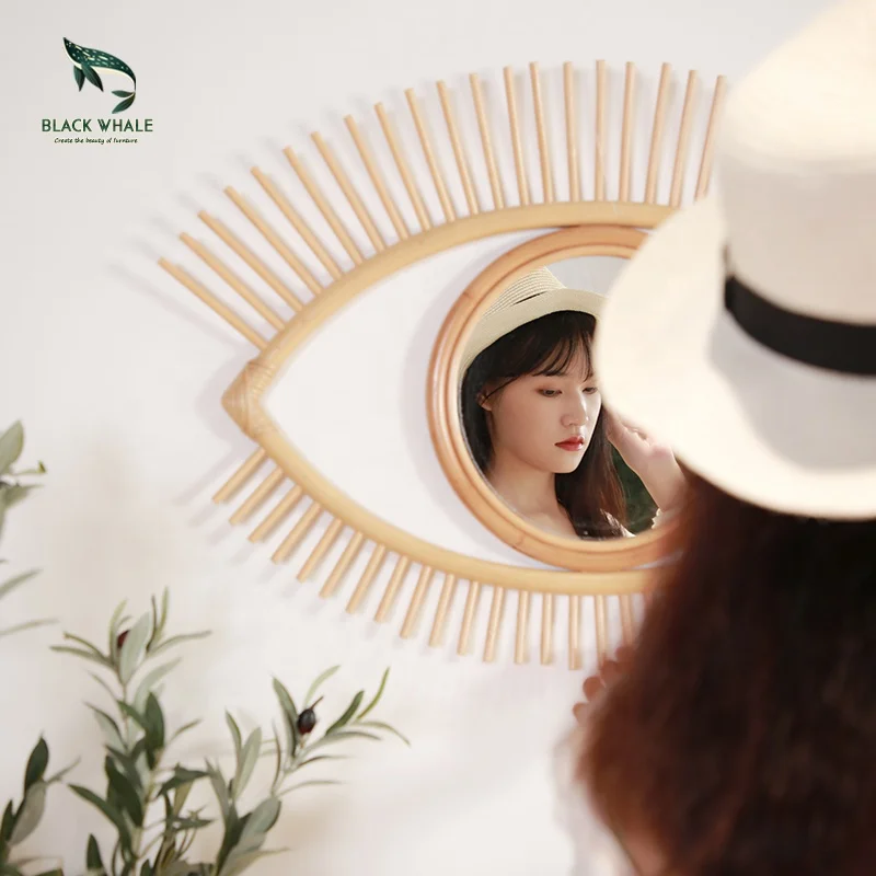 
Modern Luxury Makeup Hotel Wall Decorative Decorations Rattan Mirror Home Decor 