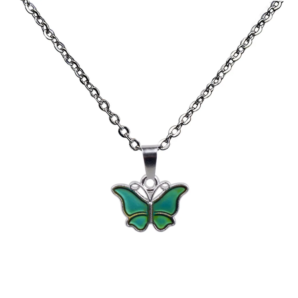 

Danyang Cute changeable Butterfly Pendant Necklace Thermochromic Necklace Stainless Steel Chain Necklace for Women Girls Jewelry, Silver