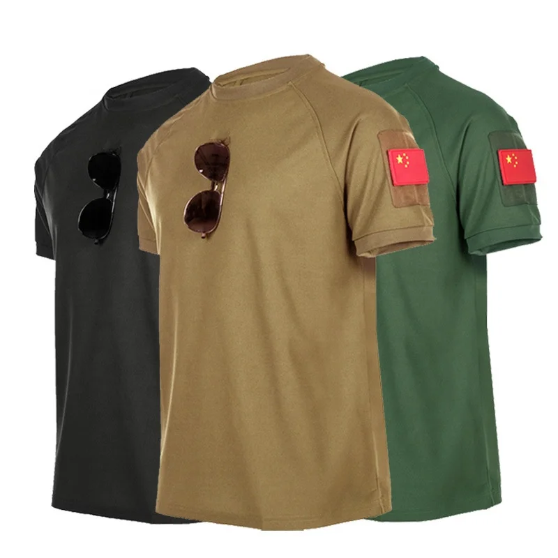 

Custom Mens Military Short Sleeve Blank Round Neck T Shirt Cargo Tactical Pullover Outdoor T-Shirt Army Combat Tactical T Shirt