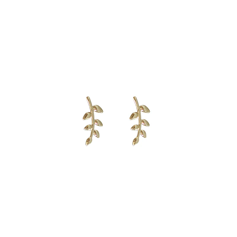 

Canner Women Simple Olive Branch Leaf Earring Sweet Cute Student Jewelry 925 Sterling Silver Stud Earrings