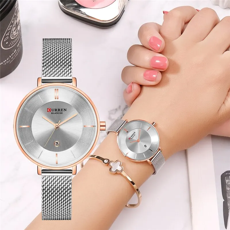 

CURREN 9037 Ladies Dress Mesh Watches Fashion Slim Stainless Steel Wrist Watch For Women Female Quartz Clock Montre Femme