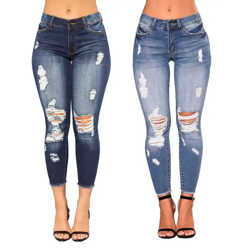 

New Fashion Woman Jeans Skinny Ripped Jeans Stretchy Women's Jeans