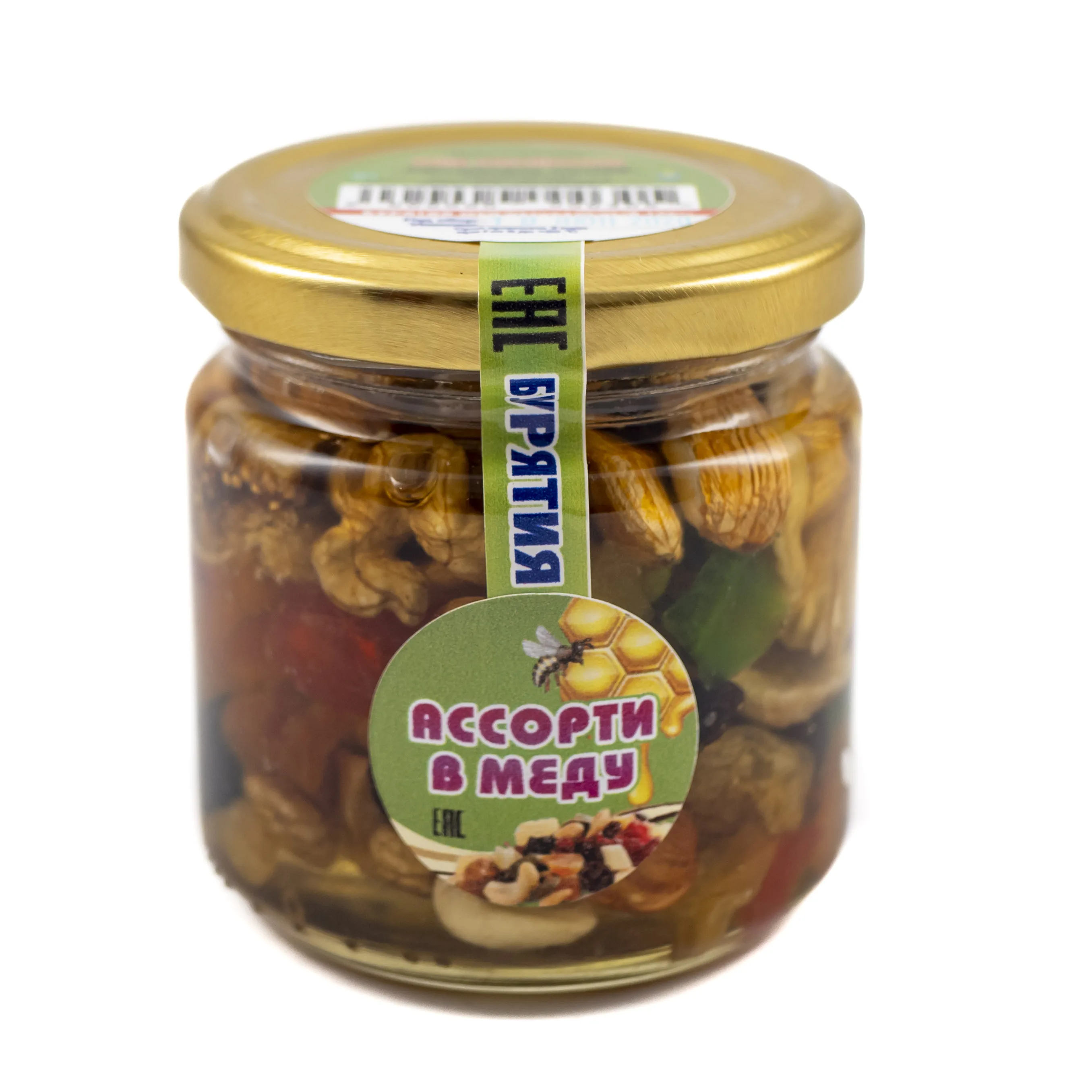 
Non GMO Natural Organic Assorted Nuts Mixed In Honey Glass Jar 