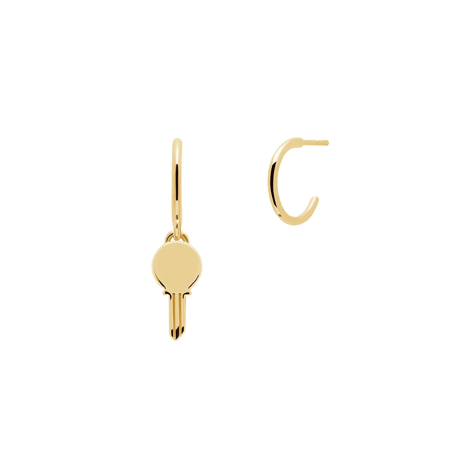 

Wholesale Women Jewelry 925 Sterling Silver Minimalist Jewelry 18K Gold Plated Mini Pendant Key Stud Earrings