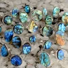 Labradorite druzy quartz ring natural labradorite metal ring usb gemstone ring stand plated handmade pendant gemstone