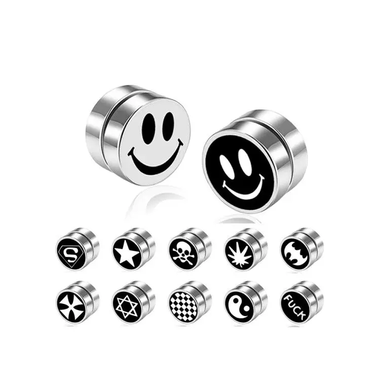 

Energinox 27 Designs Personalized No Piercing Hypoallergenic 316L Stainless Steel Hiphop Mens Magnetic Earrings Studs