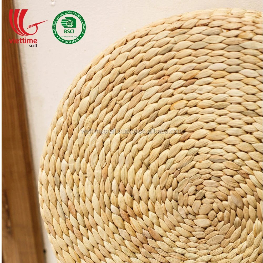 Handwoven Straw Cushion Wholesale Natural Water Hyacinth Round Seat