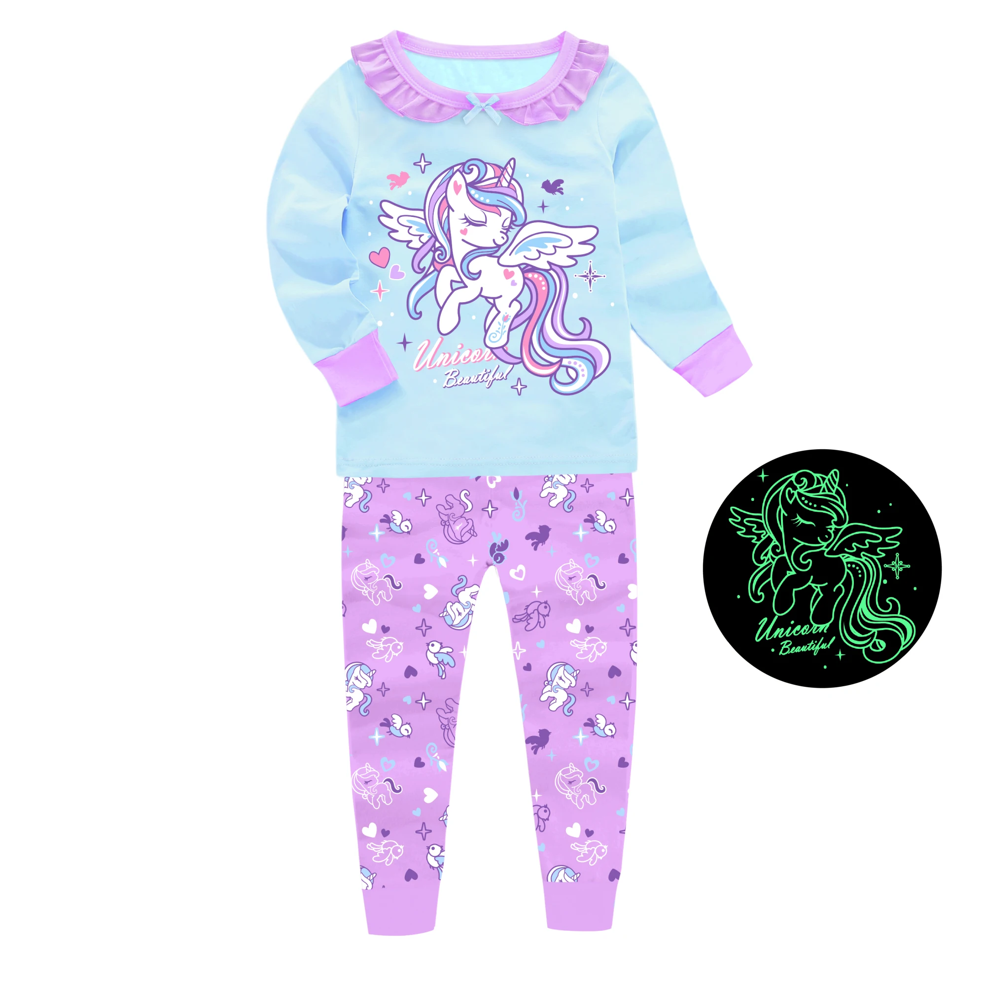 

girl pajamas boy pajamas glow in the dark unicorn kids pajamas short long gift